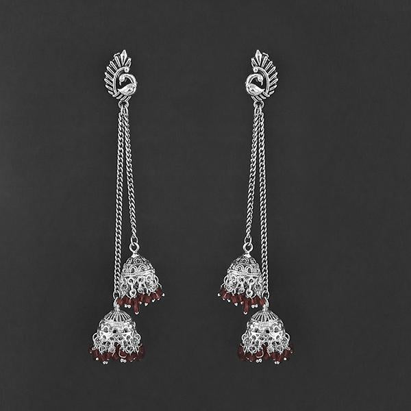 Jeweljunk Oxidised Peacock Chain Jhumki Earrings - 1314557D