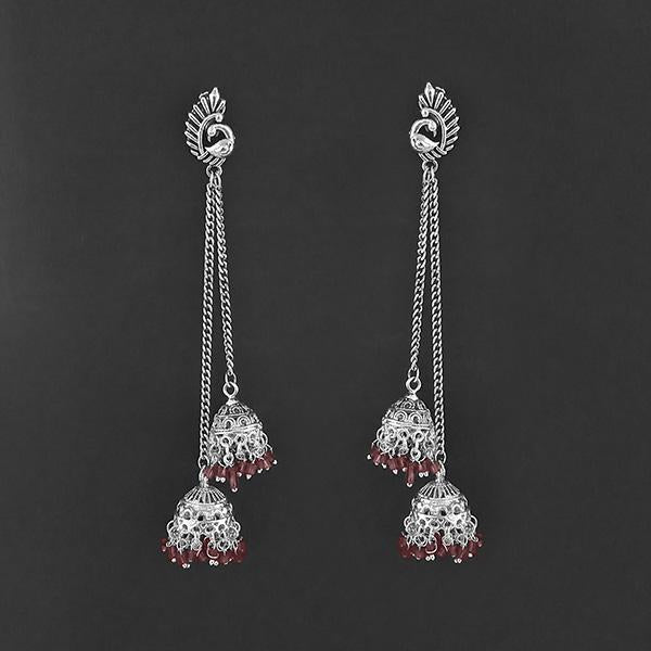 Jeweljunk Oxidised Peacock Chain Jhumki Earrings - 1314557F