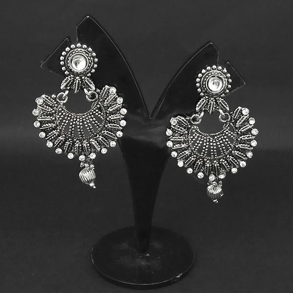 Jewljunk Oxidised Stone Chandbali Earrings - 1314572