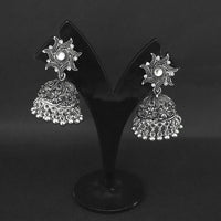 Jewljunk Oxidised Stone Jhumki Earrings - 1314576