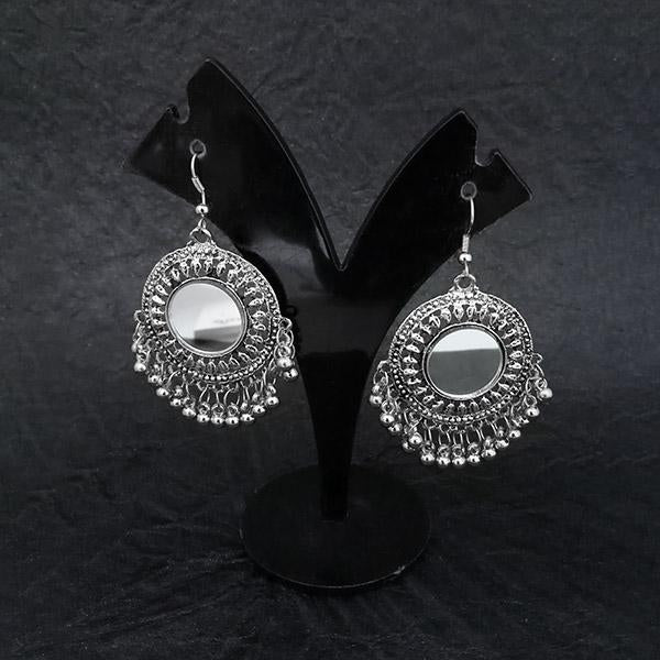 Jeweljunk Silver Plated Mirror Dangler Earrings - 1314579