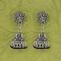 Jeweljunk Oxidised Beads Jhumki Earrings - 1314592D