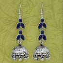 Jeweljunk Silver Plated Blue Stone Jhumki Earrings - 1314593E