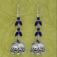 Jeweljunk Silver Plated Blue Stone Jhumki Earrings - 1314593E