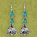 Jeweljunk Silver Plated Blue Stone Jhumki Earrings - 1314593G