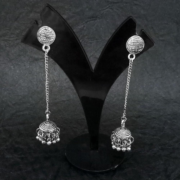 Jeweljunk Oxidised Chain Jhumki Earrings - 1314594