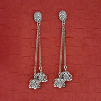 Jeweljunk Oxidised Plated Chain Jhumki Earrings