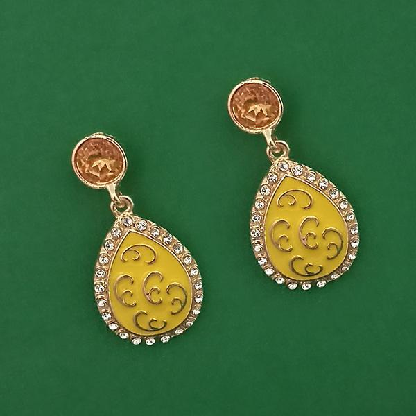 Kriaa Yellow Stone Meenakari Dangler Earrings - 1314601C