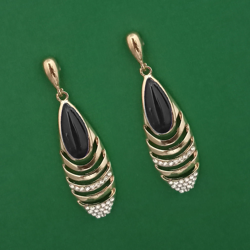 Kriaa Gold Plated Pota Stone And Austrian Stone Enamel Earrings
