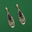 Kriaa Gold Plated Pota Stone And Austrian Stone Enamel Earrings