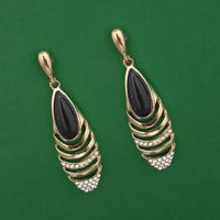 Kriaa Gold Plated Pota Stone And Austrian Stone Enamel Earrings