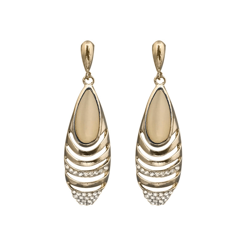 Kriaa Gold Plated Pota Stone And Austrian Stone Enamel Earrings