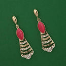 Kriaa Gold Plated Pota Stone And Austrian Stone Enamel Earrings - 1314605A
