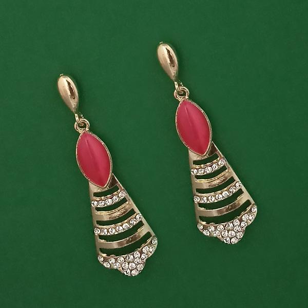 Kriaa Gold Plated Pota Stone And Austrian Stone Enamel Earrings - 1314605A