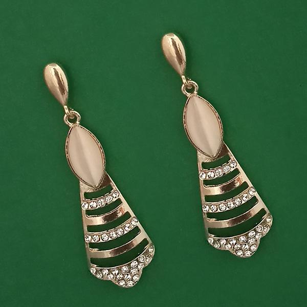 Kriaa Gold Plated Pota Stone And Austrian Stone Enamel Earrings - 1314605D