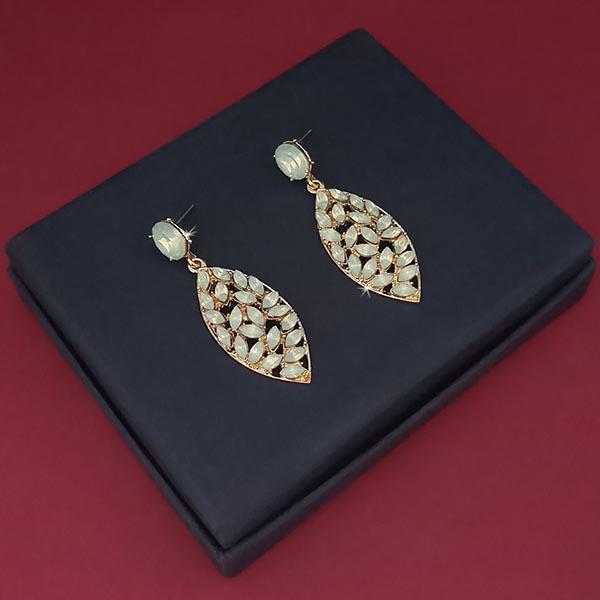 Kriaa White Crystal Stone Gold Plated Dangler Earrings - 1314615B