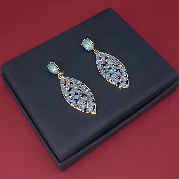 Kriaa Blue Crystal Stone Gold Plated Dangler Earrings - 1314615C
