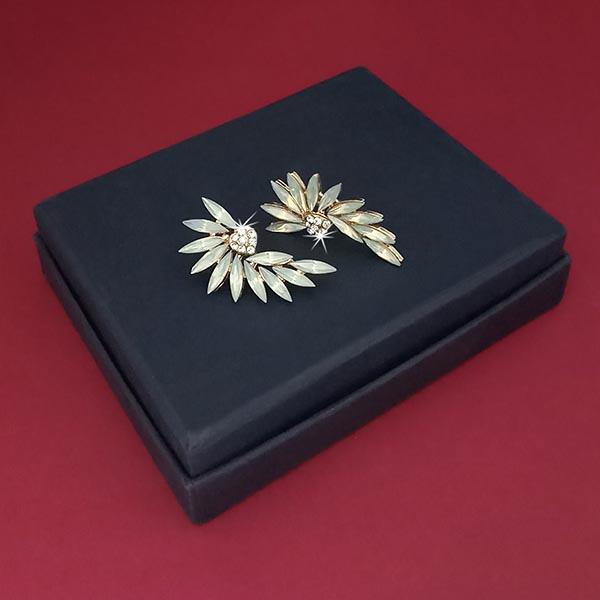 Kriaa White Crystal Stone Gold Plated Dangler Earrings - 1314616B