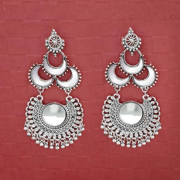 Jeweljunk Silver Plated Mirror Dangler Earrings - 1314702