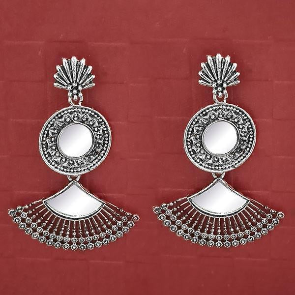 Jeweljunk Silver Plated Mirror Dangler Earrings - 1314705