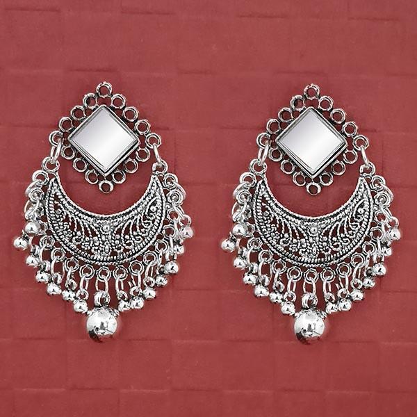 Jeweljunk Silver Plated Mirror Dangler Earrings - 1314710