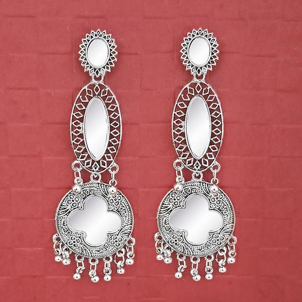 Jeweljunk Silver Plated Mirror Dangler Earrings - 1314712