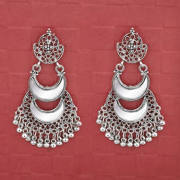 Jeweljunk Silver Plated Mirror Dangler Earrings - 1314714