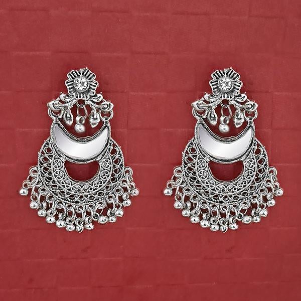 Jeweljunk Silver Plated Mirror Dangler Earrings - 1314716