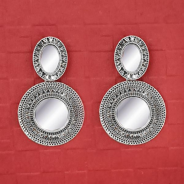 Jeweljunk Silver Plated Mirror Dangler Earrings - 1314718