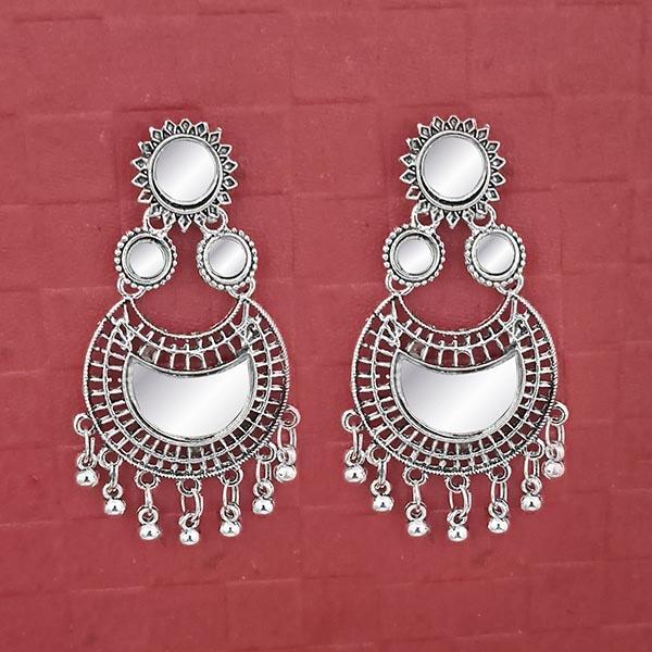 Jeweljunk Silver Plated Mirror Dangler Earrings - 1314725