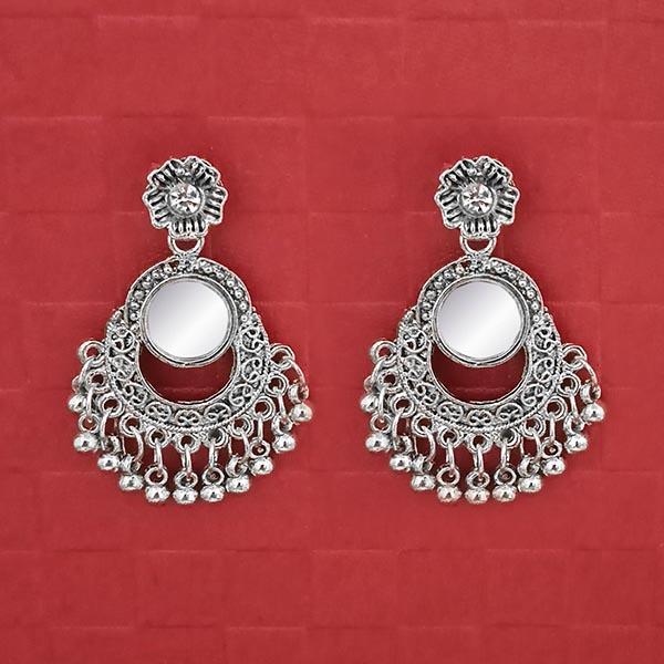 Jeweljunk Silver Plated Austrian Stone Dangler Mirror Earrings - 1314726