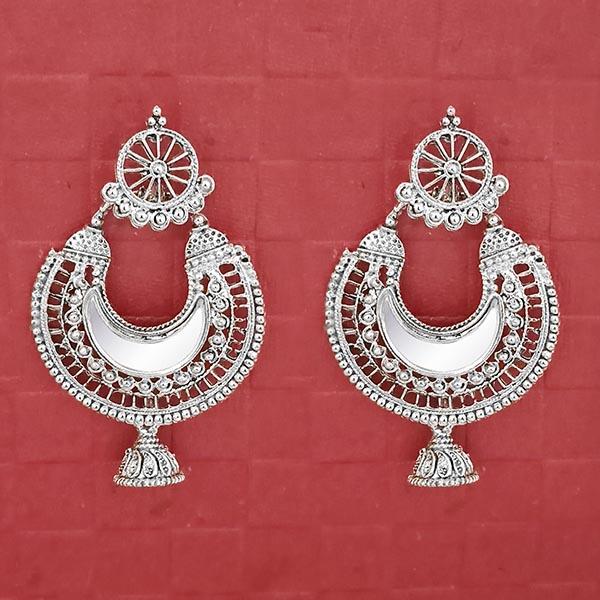 Jeweljunk Silver Plated Mirror Dangler Earrings - 1314732