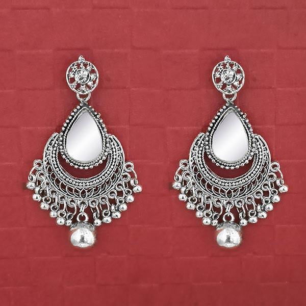 Jeweljunk Silver Plated Mirror Dangler Earrings - 1314736