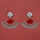 Jeweljunk Silver Plated Red Enamel Earrings - 1314746A
