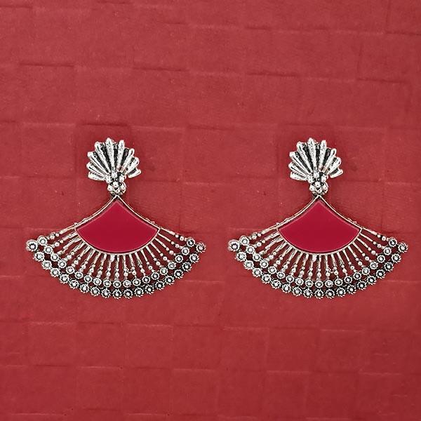 Jeweljunk Silver Plated Red Enamel Earrings - 1314746C