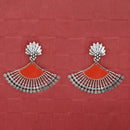 Jeweljunk Silver Plated Orange Enamel Earrings - 1314746F