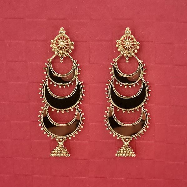 Jeweljunk Gold Plated Mirror Dangler Earrings - 1314751