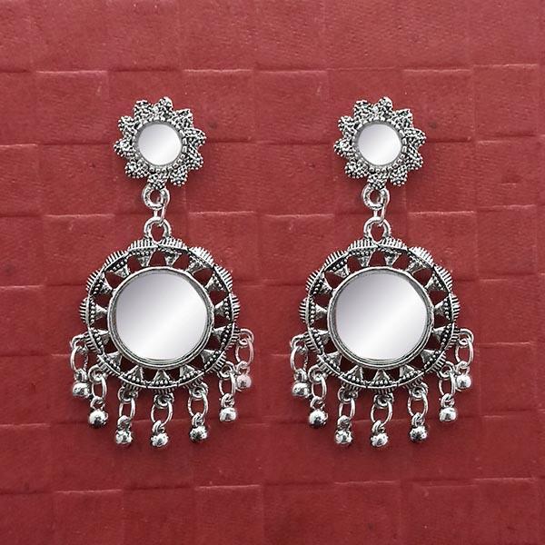 Tip Top Fashions Silver Plated Mirror Dangler Earrings - 1314754