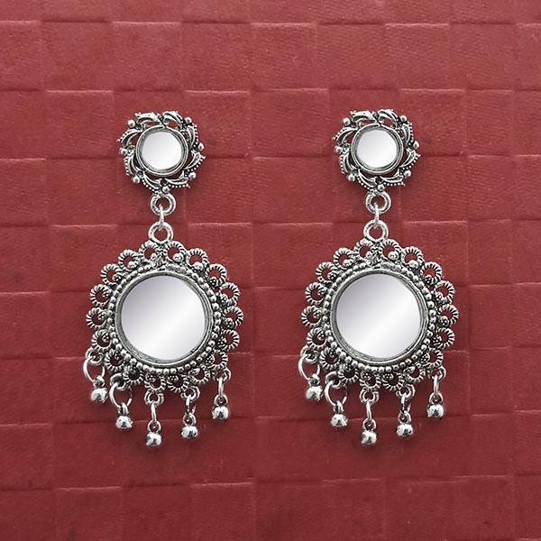 Jeweljunk Silver Plated Mirror Dangler Earrings - 1314755