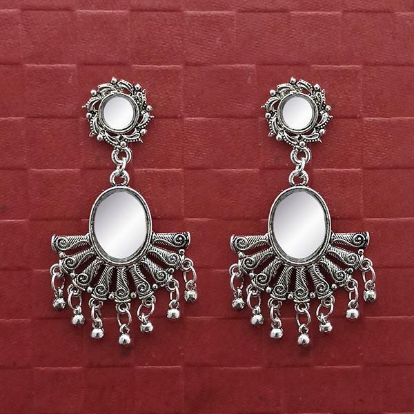 Jeweljunk Silver Plated Mirror Dangler Earrings - 1314756