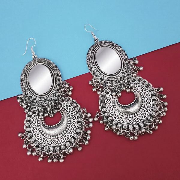 Jeweljunk Silver Plated Mirror Afghani Earrings - 1314766