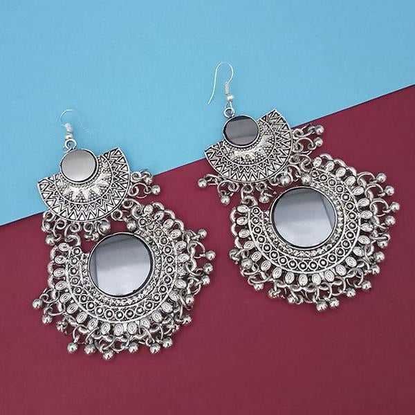 Jeweljunk Silver Plated Mirror Afghani Earrings - 1314767