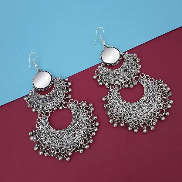 Jeweljunk Silver Plated Mirror Afghani Earrings - 1314768