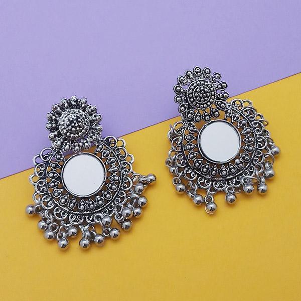 Jeweljunk Silver Plated Mirror Dangler Earrings - 1314771