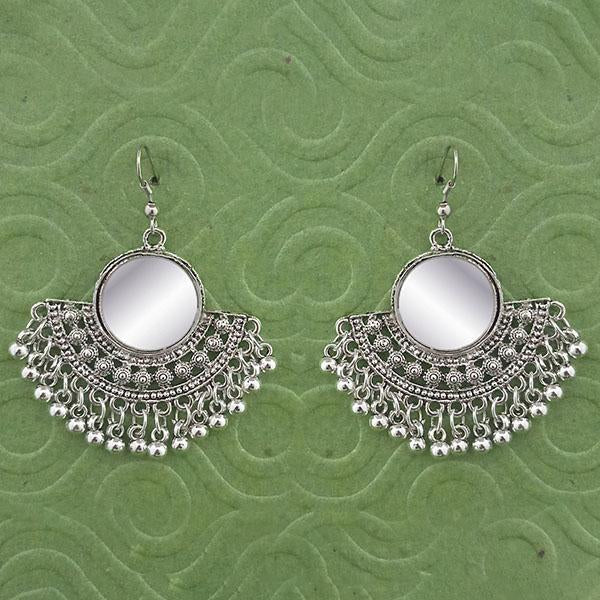 Jeweljunk Silver Plated Mirror Dangler Earrings - 1314777