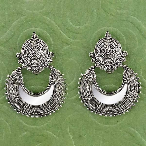 Jeweljunk Silver Plated Mirror Dangler Earrings - 1314778