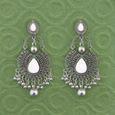 Jeweljunk Silver Plated Mirror Dangler Earrings - 1314780