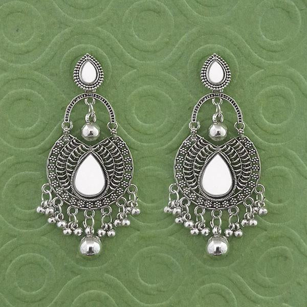 Jeweljunk Silver Plated Mirror Dangler Earrings - 1314780