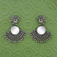 Jeweljunk Silver Plated Mirror Dangler Earrings - 1314781