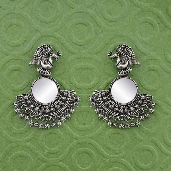 Jeweljunk Silver Plated Mirror Dangler Earrings - 1314781